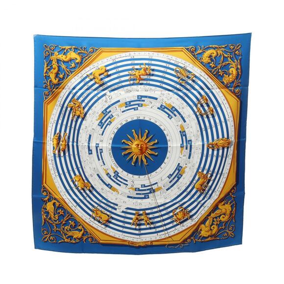 HERMES Authentic Blue Silk Scarf